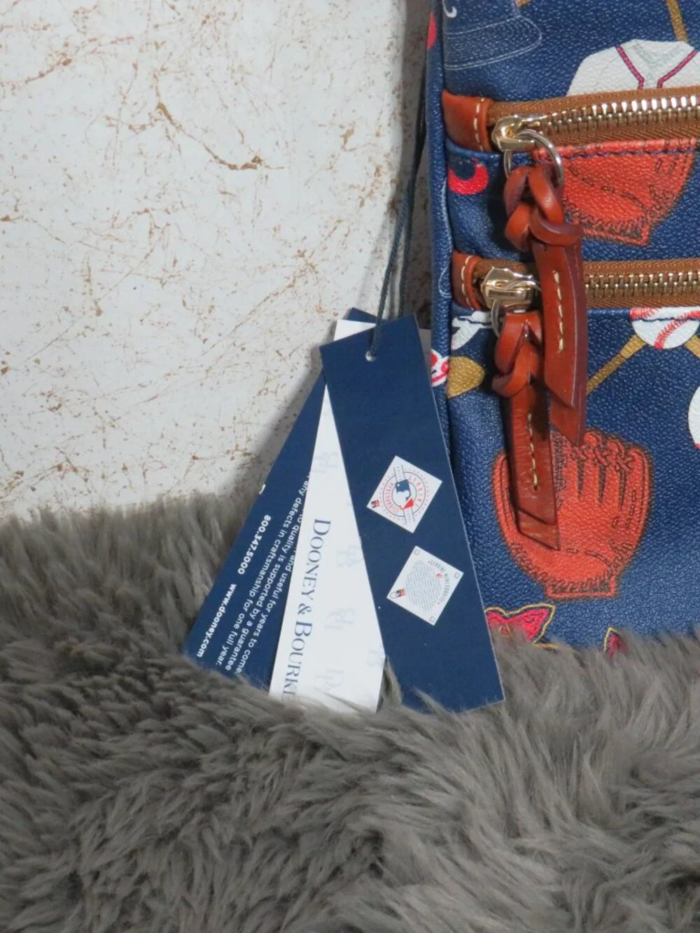 Dooney & Bourke MLB Atlanta Braves Triple Zip Crossbody (Navy)